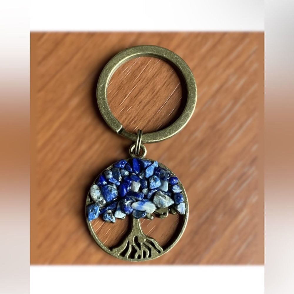 Tree of Life Natural Blue Stone (Sodalite) Keychain - Picture 11 of 16